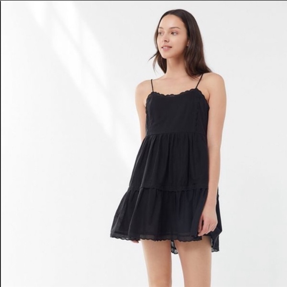 SOLD UO Hanna scallop babydoll mini dress, M